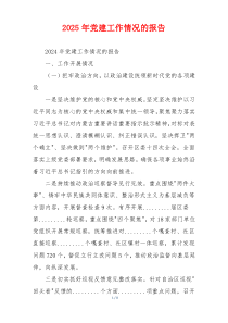 2025年党建工作情况的报告