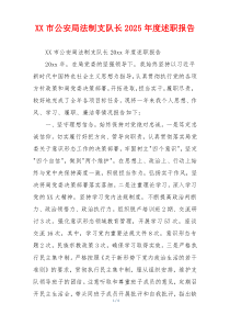 XX市公安局法制支队长2025年度述职报告