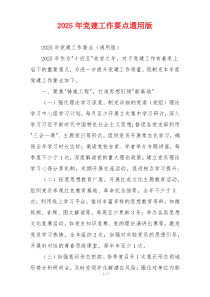 2025年党建工作要点通用版