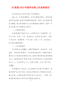 XX街道2025年度河长制工作述职报告