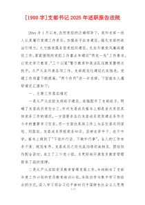 [1900字]支部书记2025年述职报告法院