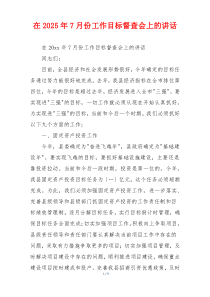 在2025年7月份工作目标督查会上的讲话