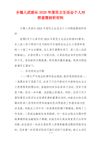 乡镇人武部长2025年度民主生活会个人对照查摆剖析材料