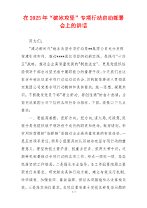 在2025年“破冰攻坚”专项行动启动部署会上的讲话