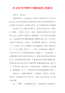 在2025年中青年干部培训班上的讲话