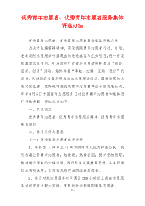 优秀青年志愿者、优秀青年志愿者服务集体评选办法