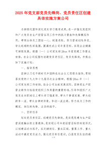 2025年党支部党员先锋岗、党员责任区创建具体实施方案公司