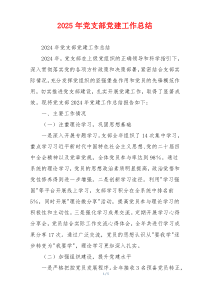 2025年党支部党建工作总结