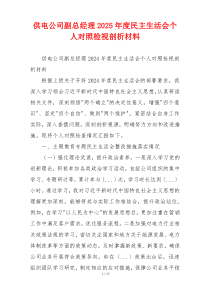 供电公司副总经理2025年度民主生活会个人对照检视剖析材料