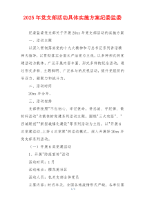 2025年党支部活动具体实施方案纪委监委