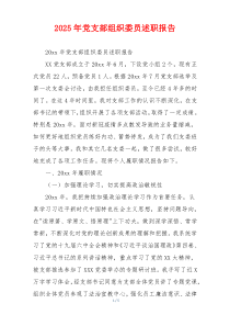 2025年党支部组织委员述职报告