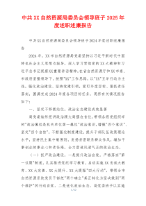 中共XX自然资源局委员会领导班子2025年度述职述廉报告