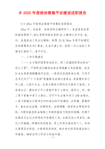 乡2025年度综治维稳平安建设述职报告