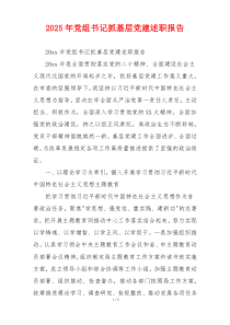 2025年党组书记抓基层党建述职报告