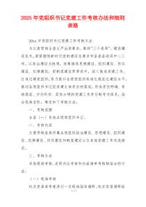 2025年党组织书记党建工作考核办法和细则表格