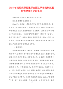 2025年党组织书记履行全面从严治党和抓基层党建责任述职报告