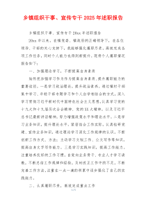 乡镇组织干事、宣传专干2025年述职报告