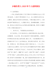 乡镇负责人2025年个人述职报告