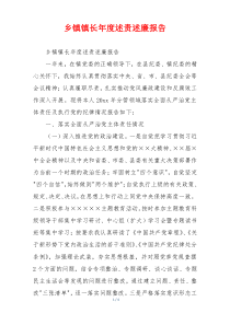 乡镇镇长年度述责述廉报告