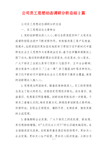 公司员工思想动态调研分析总结2篇