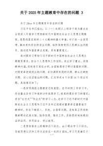 关于2025年主题教育中存在的问题 3
