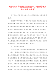 关于2025年度民主生活会个人对照检视发言材料政协主席