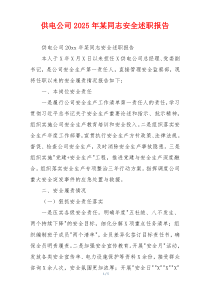 供电公司2025年某同志安全述职报告