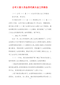 公司X届X次会员代表大会工作报告