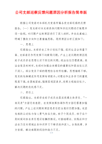 公司支部巡察反馈问题原因分析报告简单版