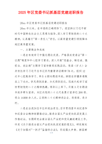 2025年区党委书记抓基层党建述职报告