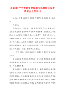 在2025年全市融资担保服务民营经济发展调度会上的讲话