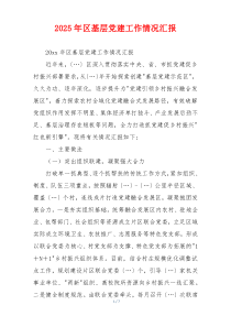 2025年区基层党建工作情况汇报