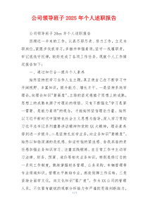 公司领导班子2025年个人述职报告