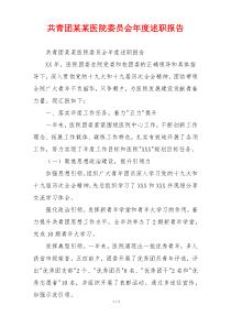 共青团某某医院委员会年度述职报告