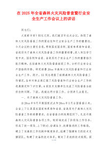 在2025年全省森林火灾风险普查暨行业安全生产工作会议上的讲话