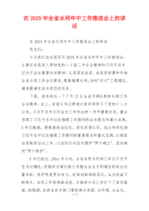 在2025年全省水利年中工作推进会上的讲话