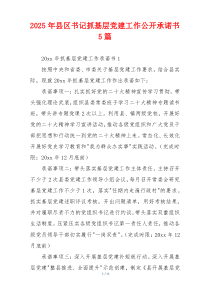 2025年县区书记抓基层党建工作公开承诺书5篇