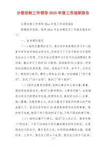 分管法制工作领导2025年度工作述职报告