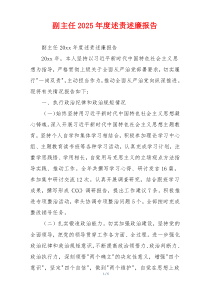 副主任2025年度述责述廉报告