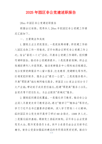 2025年园区非公党建述职报告
