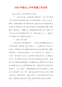 2025年国企上半年党建工作总结