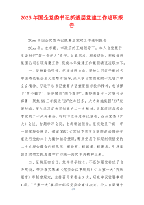 2025年国企党委书记抓基层党建工作述职报告