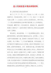 县人民政府县长现实表现材料