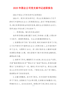 2025年国企公司党支部书记述职报告