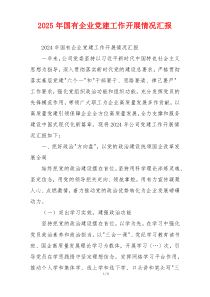 2025年国有企业党建工作开展情况汇报