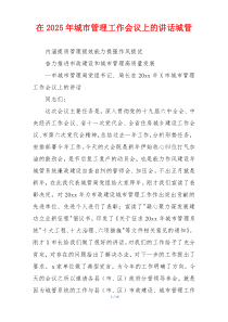 在2025年城市管理工作会议上的讲话城管