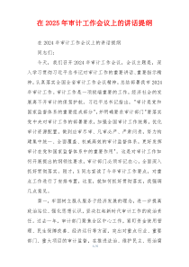 在2025年审计工作会议上的讲话提纲