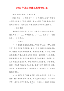 2025年基层党建工作情况汇报