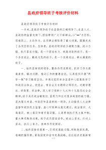 县政府领导班子考核评价材料