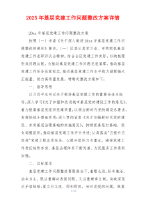 2025年基层党建工作问题整改方案详情